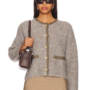 Line and dot Women's Gray Tweed cardigan